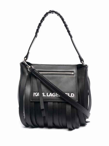 Τσάντα ώμου με κρόσσια Karl Lagerfeld μαύρο