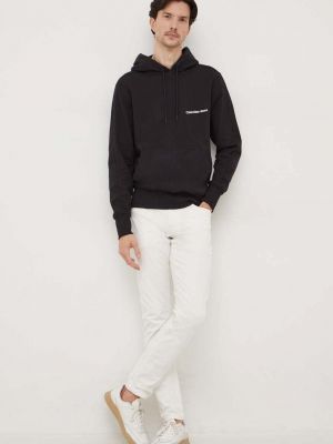 Bluza z kapturem bawełniana Calvin Klein Jeans czarna