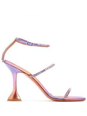 Křišťálové sandály Amina Muaddi růžové