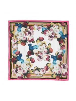Копринен шал на цветя с принт Dolce & Gabbana розово
