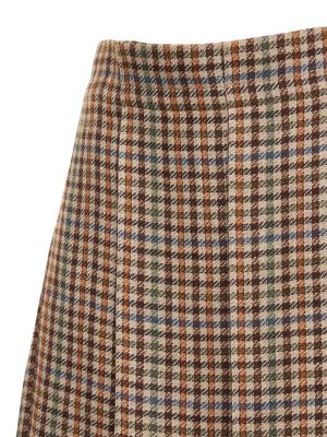 Kostkované hedvábné lněné mini sukně Brunello Cucinelli