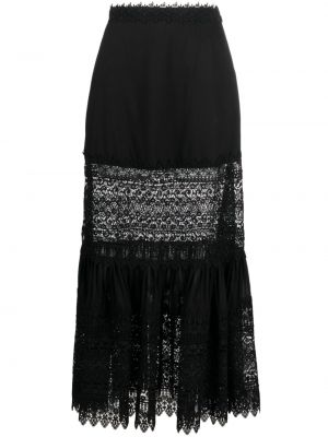 Bavlněné dlouhá sukně s vysokým pasem na zip Charo Ruiz Ibiza - černá