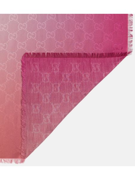 Sciarpa di seta di cotone in tessuto jacquard Gucci rosa