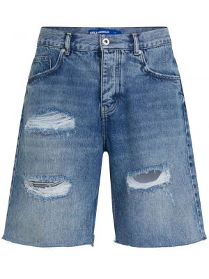 Rebitud teksariidest lühikesed püksid Karl Lagerfeld Jeans sinine