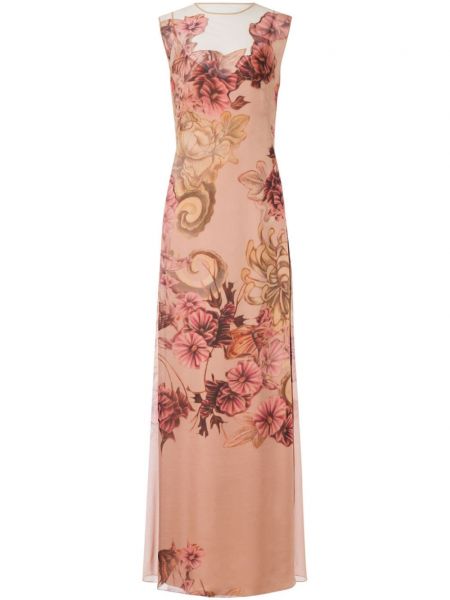 Kvetinové večerné šaty s potlačou Alberta Ferretti ružová