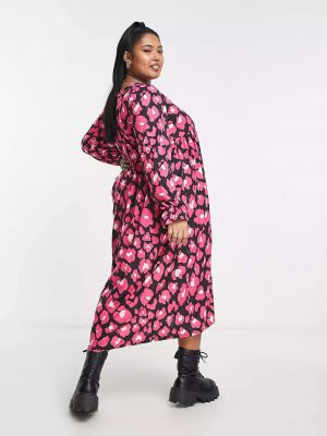 Леопардовое платье миди с принтом Yours розовое