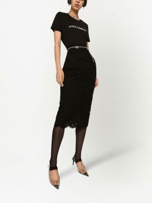 Jupe longue en dentelle Dolce & Gabbana noir