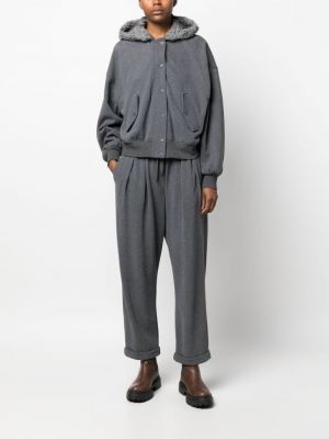 Plisované sportovní kalhoty Brunello Cucinelli šedé