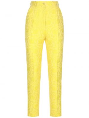 Жакардови памучни панталон Dolce & Gabbana жълто