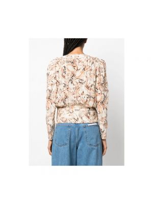 Blusa de seda con estampado con estampado abstracto Isabel Marant beige