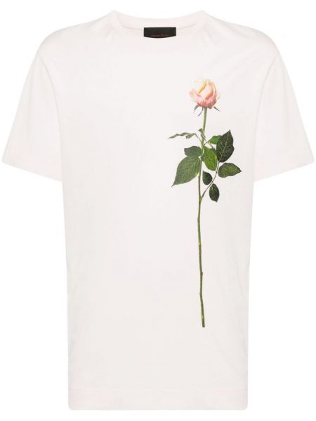 Bavlnené tričko s potlačou Simone Rocha ružová