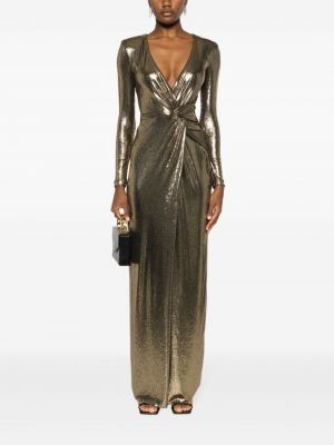 Sukienka długa drapowana Nissa złota