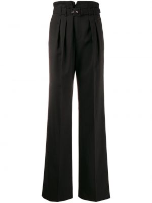 Vlněné rovné kalhoty s vysokým pasem Red Valentino - černá
