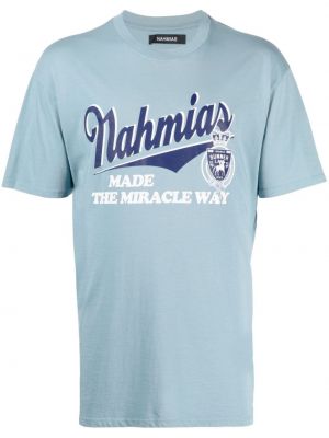 Bavlnené tričko s potlačou Nahmias modrá
