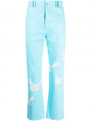 Bavlněné rovné kalhoty s potiskem 3paradis modré