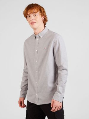 Rifľová košeľa Tommy Jeans sivá