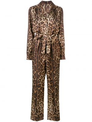 Leopard trykt lang jumpsuit Dolce & Gabbana brun