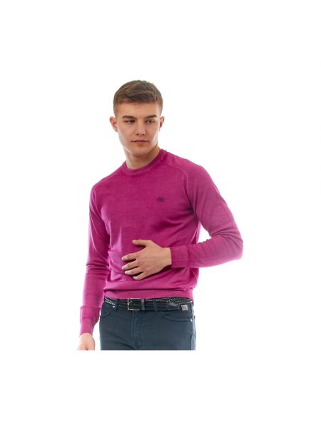 Sweter wełniany z okrągłym dekoltem Etro fioletowy