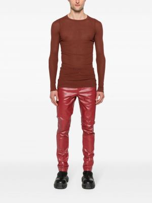 Jeans skinny taille basse slim Rick Owens rouge