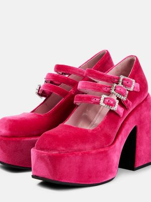Pantofi cu toc de catifea cu platformă Nodaleto roz