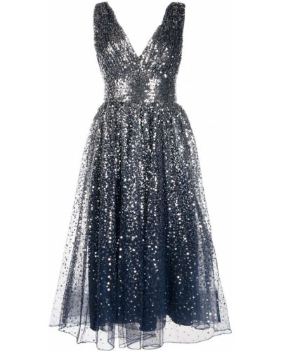 V-hals paljett dress Marchesa Notte gull