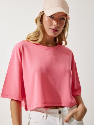 Плетена тениска Happiness İstanbul розово