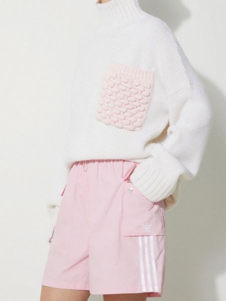 Šortky cargo s vysokým pasem s aplikacemi Adidas Originals růžové