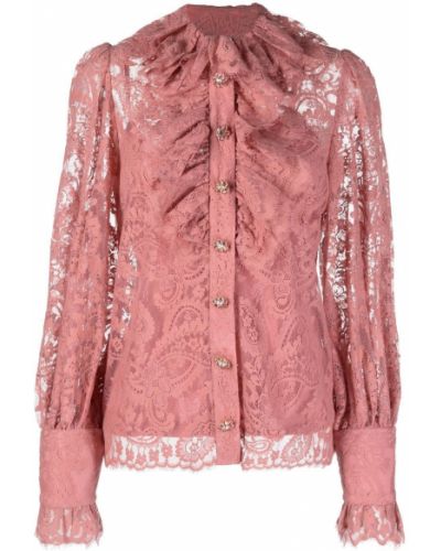 Блуза с дантела Zimmermann розово