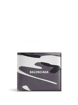 Maskáčová kožená peněženka s potiskem Balenciaga