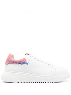 Sneakers με κορδόνια με σχέδιο με δαντέλα Emporio Armani λευκό