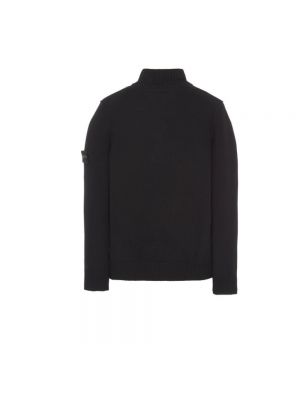 Jersey de lana con cremallera de tela jersey Stone Island negro