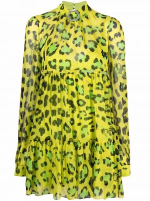 Robe de soirée en soie à imprimé à imprimé léopard Philipp Plein vert