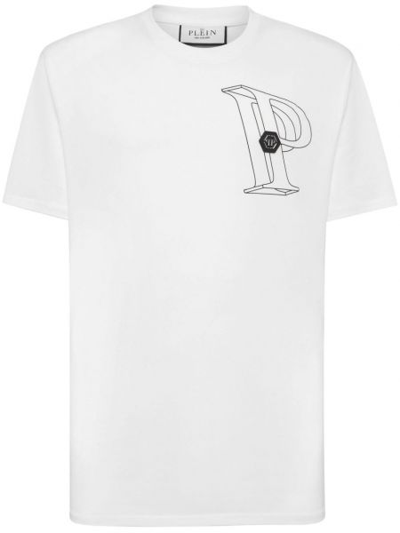 Βαμβακερή μπλούζα Philipp Plein λευκό