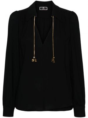 Блуза от креп Elisabetta Franchi черно
