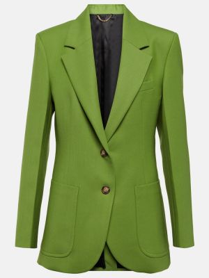 Vlněné sako Victoria Beckham zelené