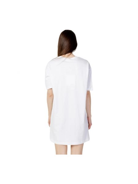 Sukienka mini z krótkim rękawem bawełniana Love Moschino biała