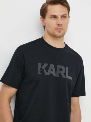 Pamut póló Karl Lagerfeld fekete