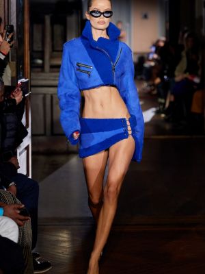 Mini spódniczka asymetryczna Laquan Smith niebieska