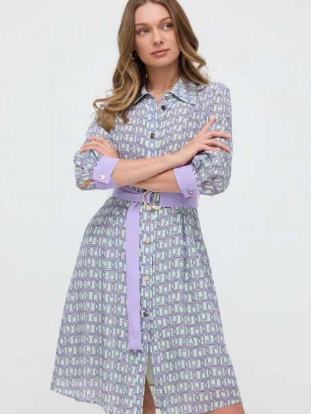 Шелковое платье мини Liu Jo фиолетовое