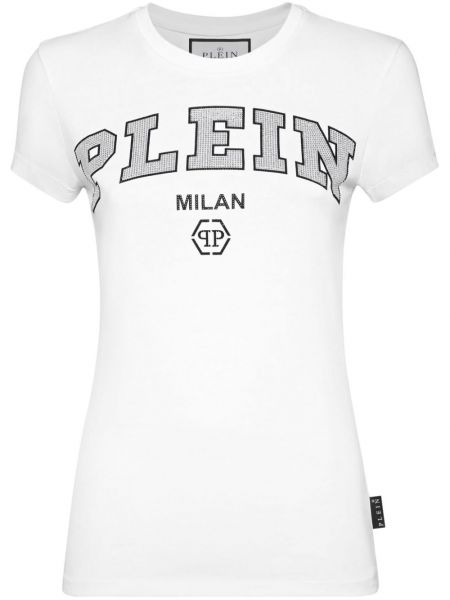 Krystaller bomuld t-shirt Philipp Plein hvid