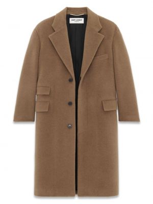 Vlněný kabát Saint Laurent hnědý