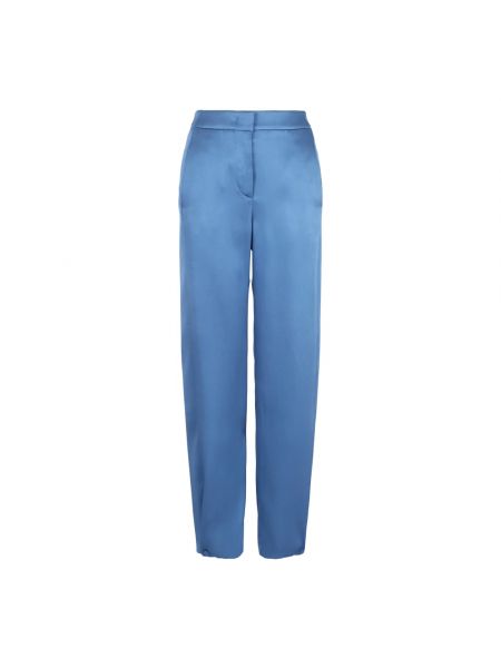 Jedwabne proste spodnie Giorgio Armani niebieskie