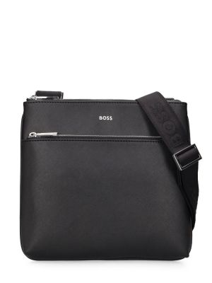 Usnjena crossbody torbica brez pet Boss črna