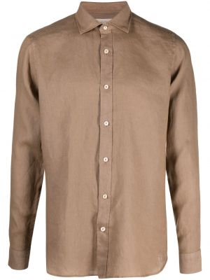 Lininė marškiniai Tintoria Mattei ruda