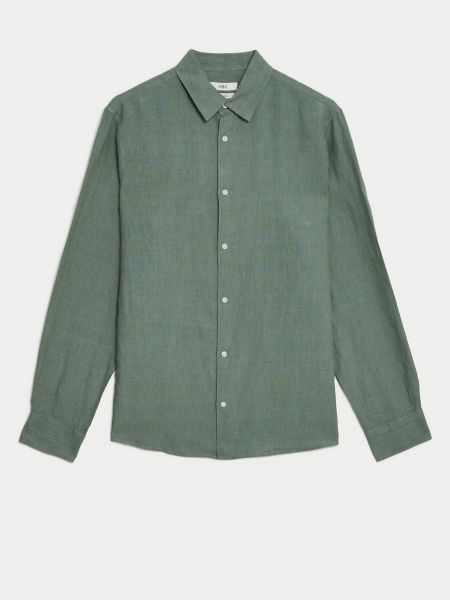 Lněná košile Marks & Spencer zelená