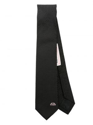 Svilena kravata iz žakarda Alexander Mcqueen črna
