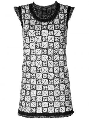 Lněné pletené šaty s flitry bez rukávů Chanel Pre-owned - černá