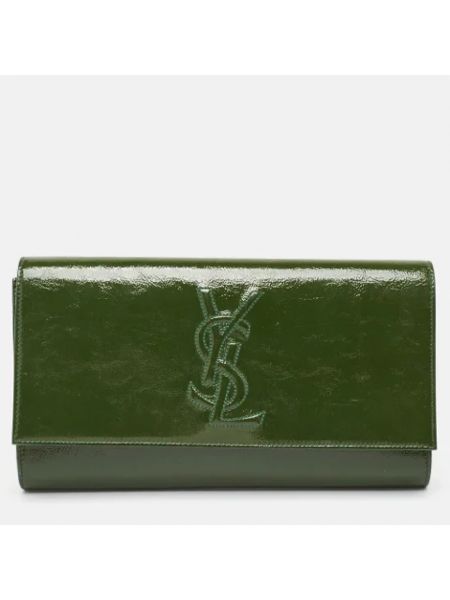 Bolso clutch de cuero retro Yves Saint Laurent Vintage verde