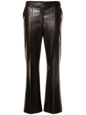 Usnjene ravne hlače iz umetnega usnja Max Mara črna