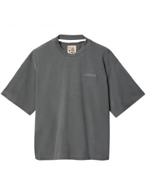 Памучна тениска бродирана Camperlab сиво